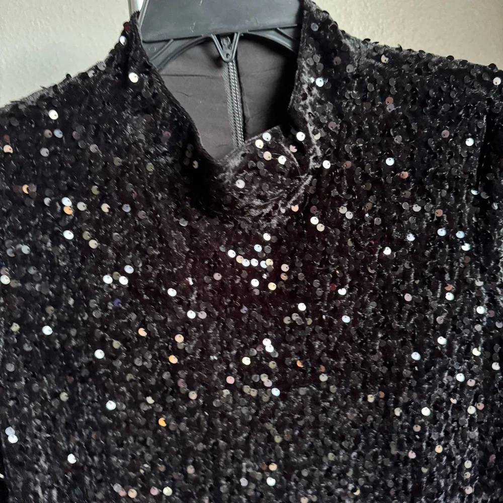 NWT J.McLaughlin Leeza Mini Black Sequin Shirt Dress Sz S - Picture 4 of 8
